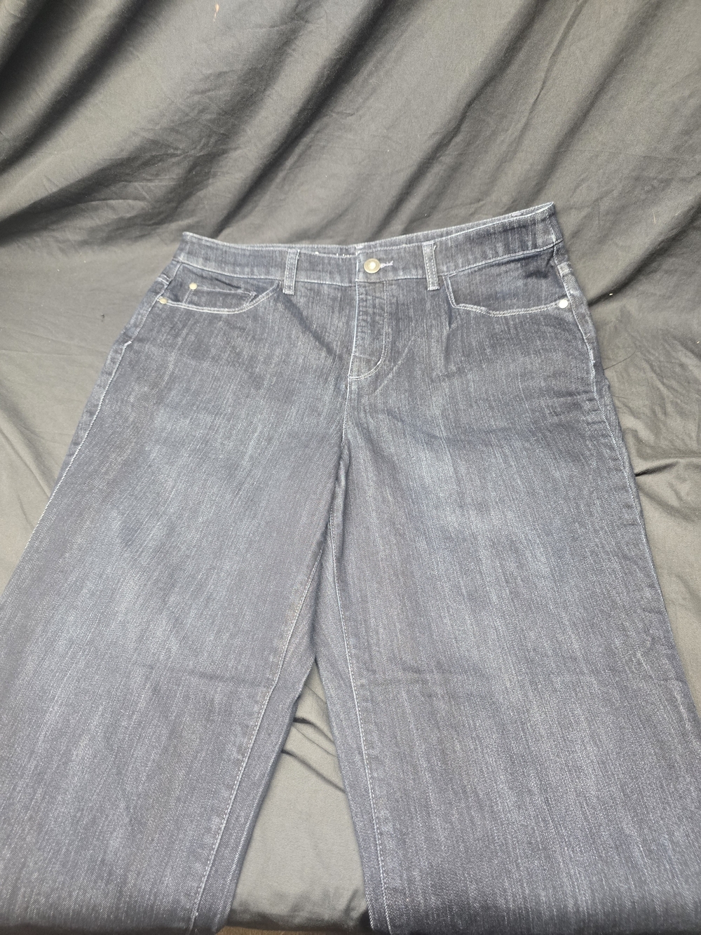 Christopher & Banks Women's 14 Short Classic Fit Gray Denim Jeans Straight Leg